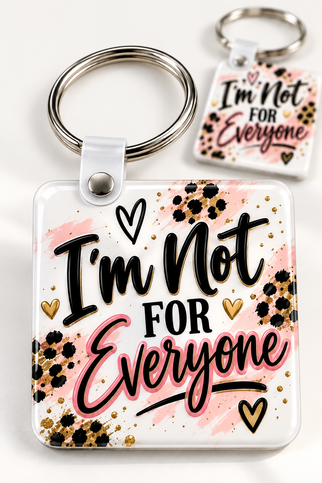 I'm Not for Everyone Keychain novelty keychain mockup featuring decorative phrase lettering, product view 2