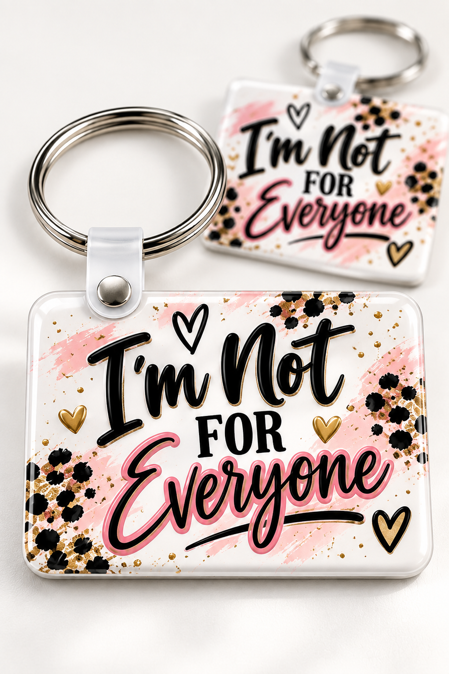 I'm Not for Everyone Keychain novelty keychain mockup featuring decorative phrase lettering, product view 1