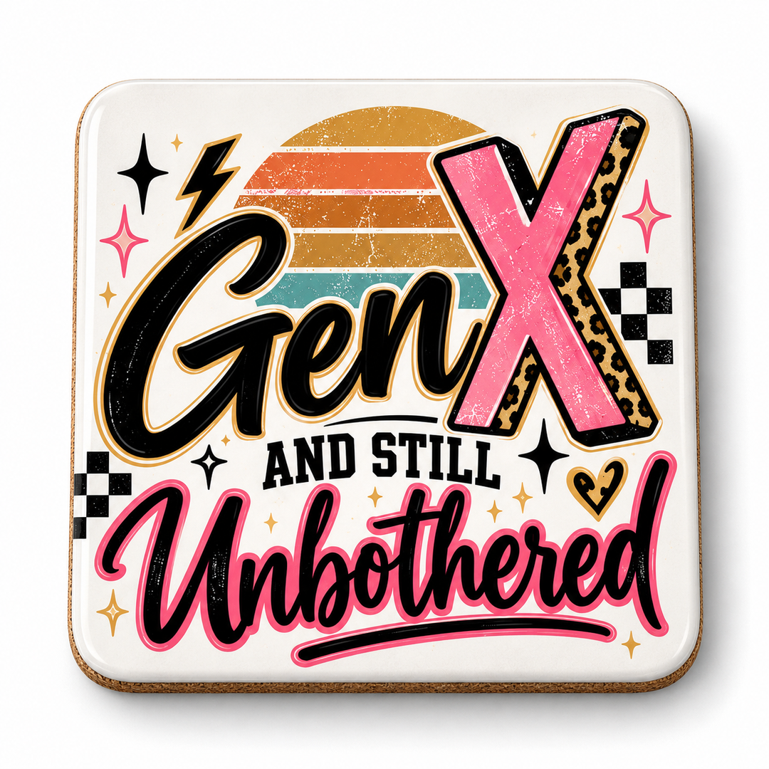 Gen X and Still Unbothered Coaster mockup
