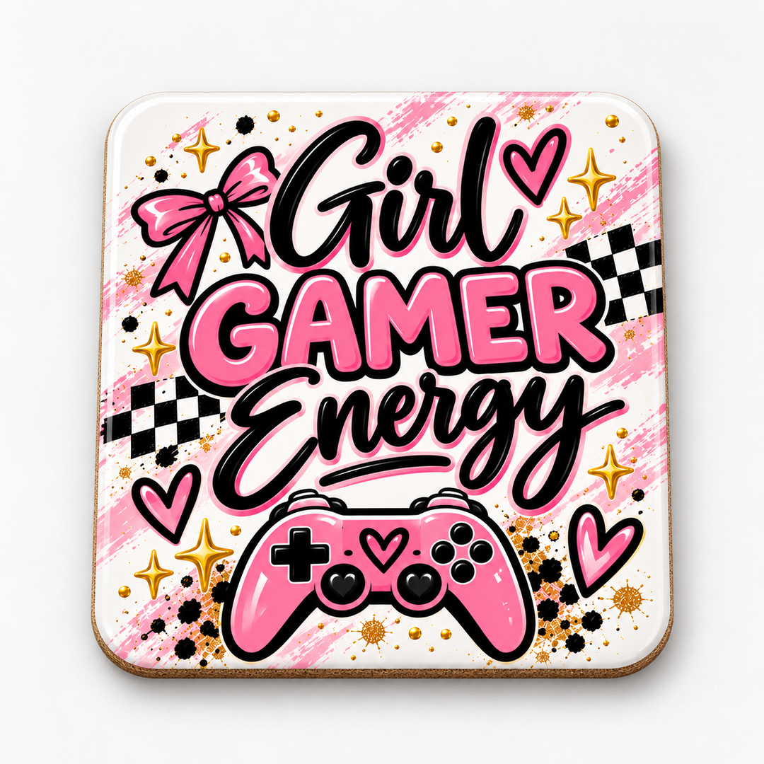 Girl Gamer Energy Coaster mockup