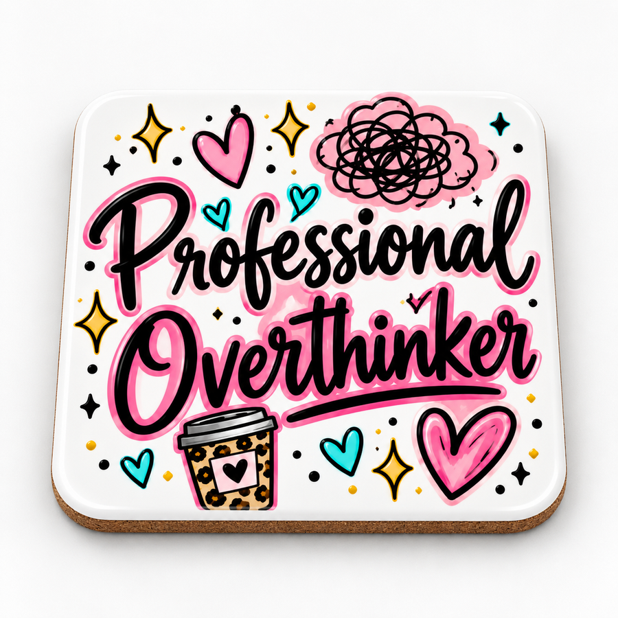 Professional Overthinker Coaster mockup