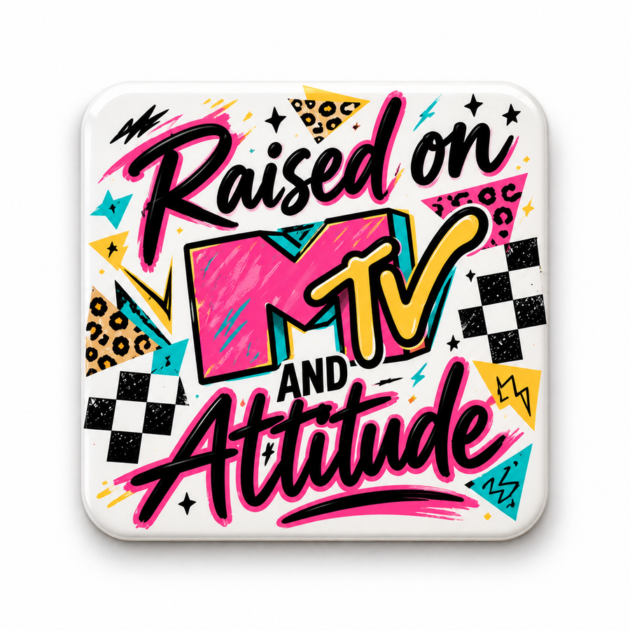 Raised on MTV and Attitude Coaster mockup